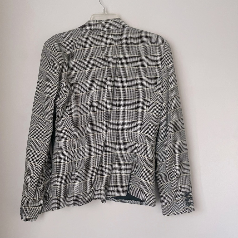 Vintage 90s Liz Claiborne Black White Yellow Houndstooth Plaid Blazer 6 - Picture 4 of 4